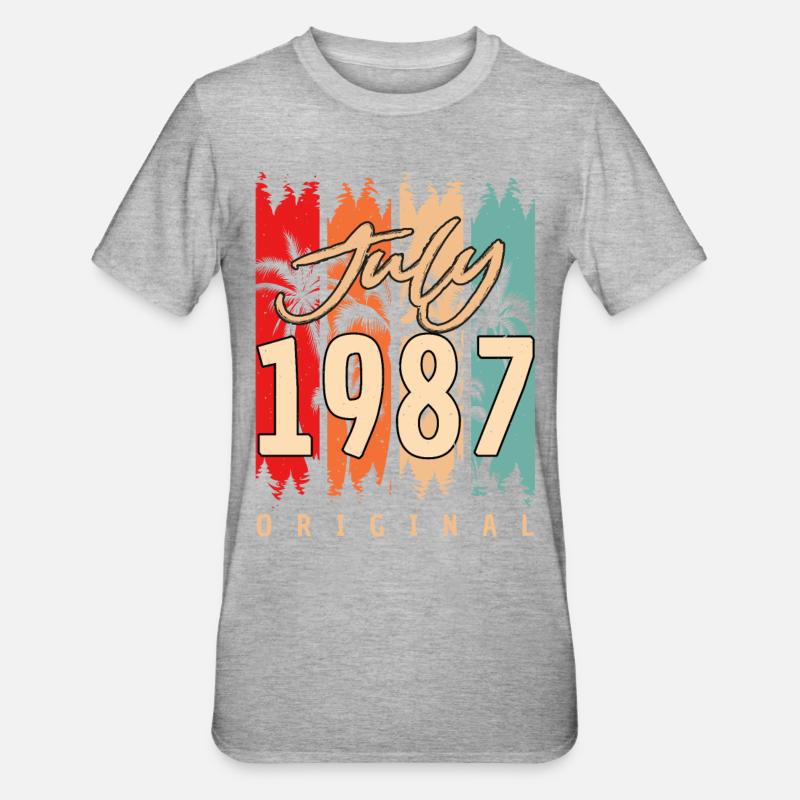 Juli 1987 Geschenkidee - Unisex Polycotton T-Shirt - Grau meliert