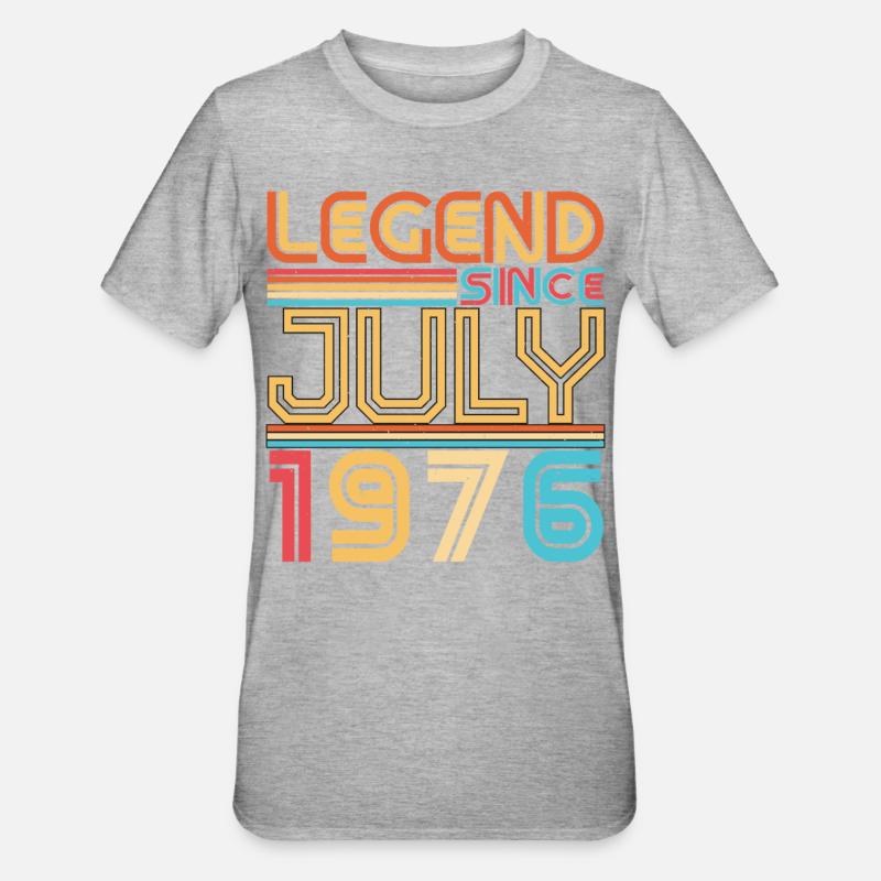 1976 Juli Retro - Unisex Polycotton T-Shirt - Grau meliert