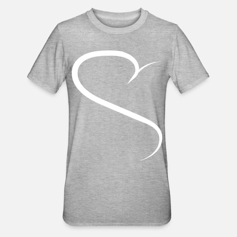 Half Heart White Design - Unisex Polycotton T-Shirt - heather grey