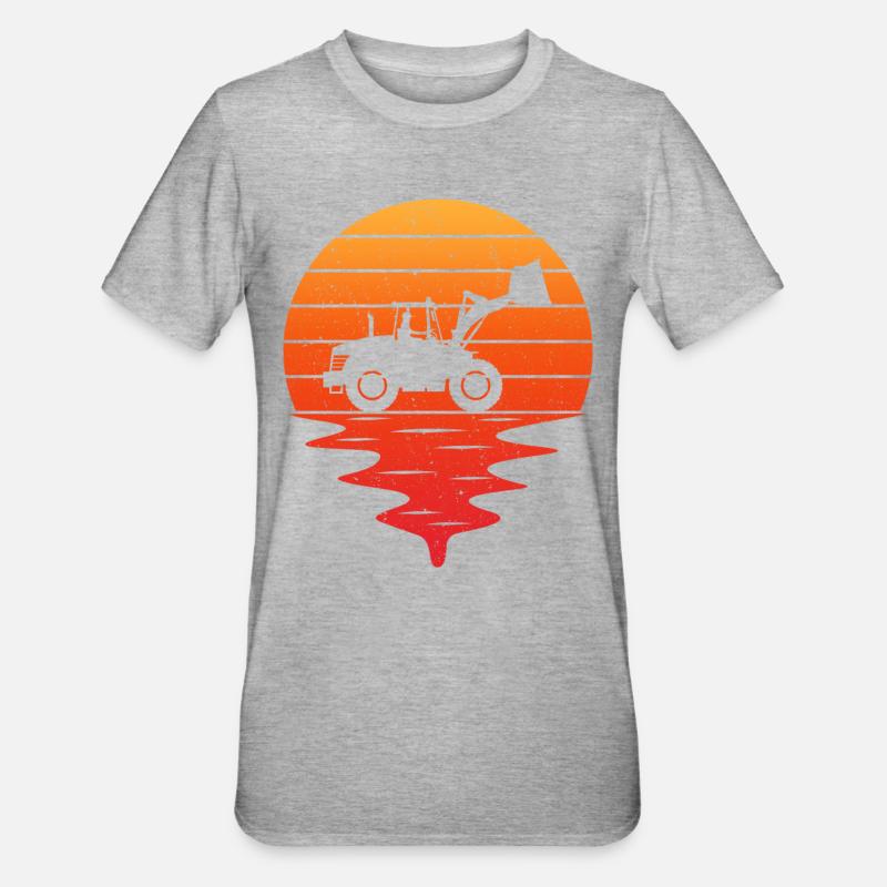 Retro wheel loader - Unisex Polycotton T-Shirt - heather grey