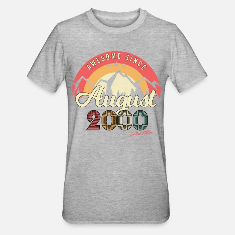 Birthday greeting August 2000 - Unisex Polycotton T-Shirt - heather grey