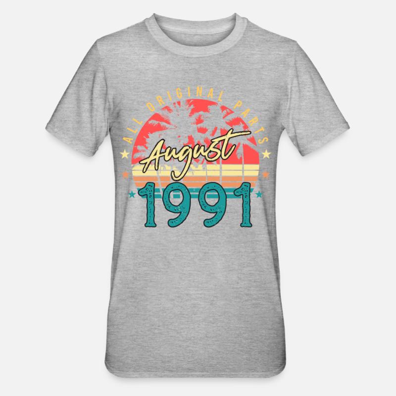 Année de construction Août 1991 - T-shirt polycoton Unisexe - gris chiné