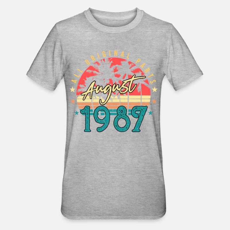 Août 1987 Idée cadeau - T-shirt polycoton Unisexe - gris chiné