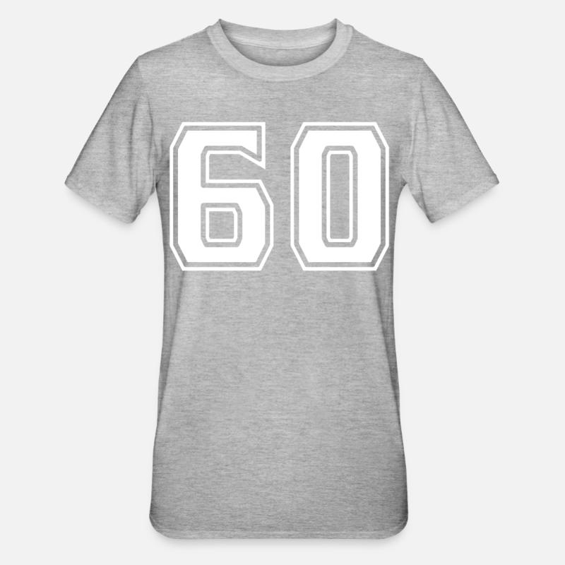 Numéro 60 Blanc - T-shirt polycoton Unisexe - gris chiné