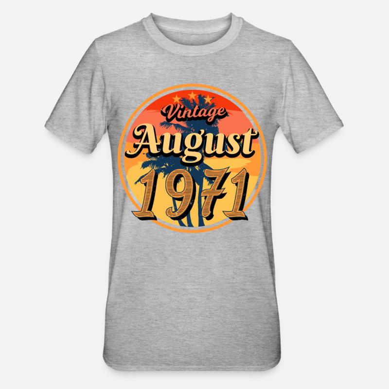 Retro 1971 August - Unisex Polycotton T-Shirt - heather grey
