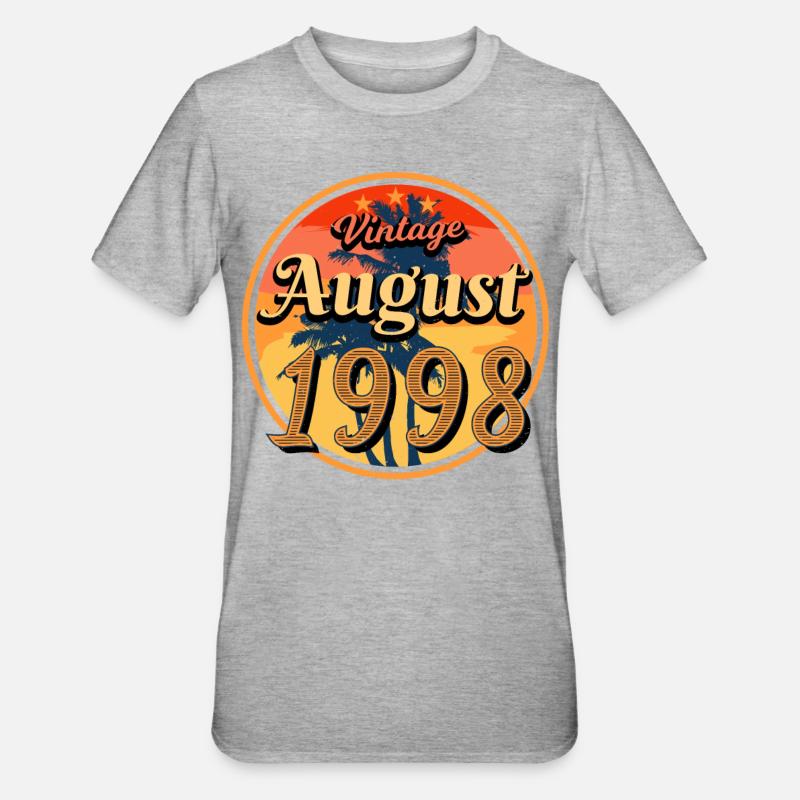 Mois de naissance Août 1998 - T-shirt polycoton Unisexe - gris chiné
