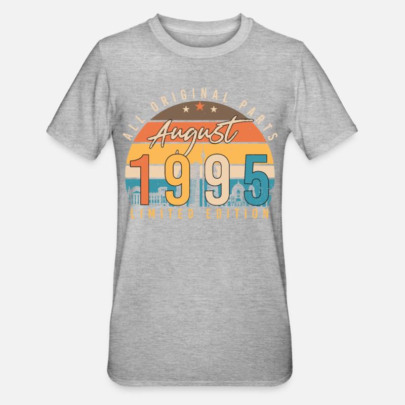 1995 August Gift Idea - Unisex Polycotton T-Shirt - heather grey