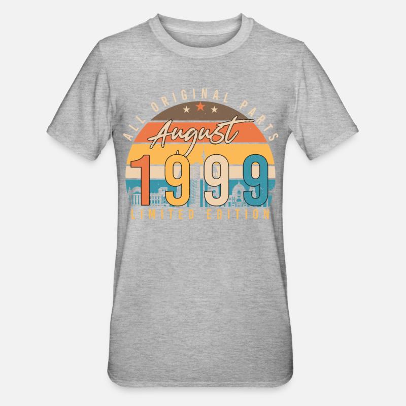 Né en août 1999 - T-shirt polycoton Unisexe - gris chiné
