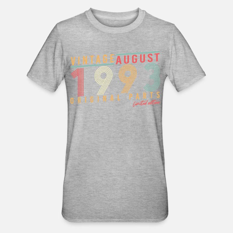 August 1993 Gift idea - Unisex Polycotton T-Shirt - heather grey