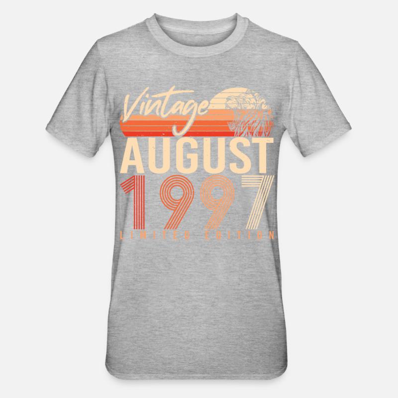 Geburtsmonat August 1997 - Unisex Polycotton T-Shirt - Grau meliert