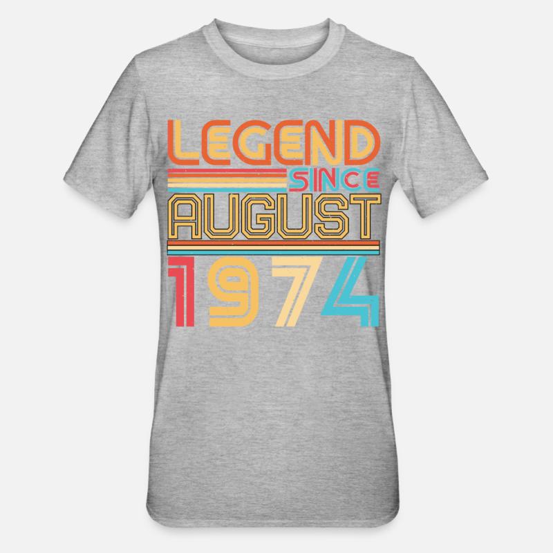 August 1974 Geschenkidee - Unisex Polycotton T-Shirt - Grau meliert