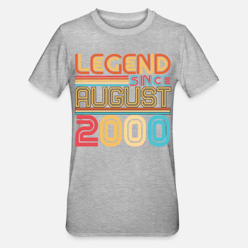 Geboren Im August 2000 - Unisex Polycotton T-Shirt - Grau meliert