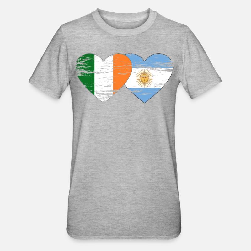 Irlande Argentine Drapeau Utilisé - T-shirt polycoton Unisexe - gris chiné
