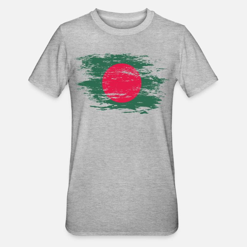 Drapeau du Bangladesh utilisé - T-shirt polycoton Unisexe - gris chiné