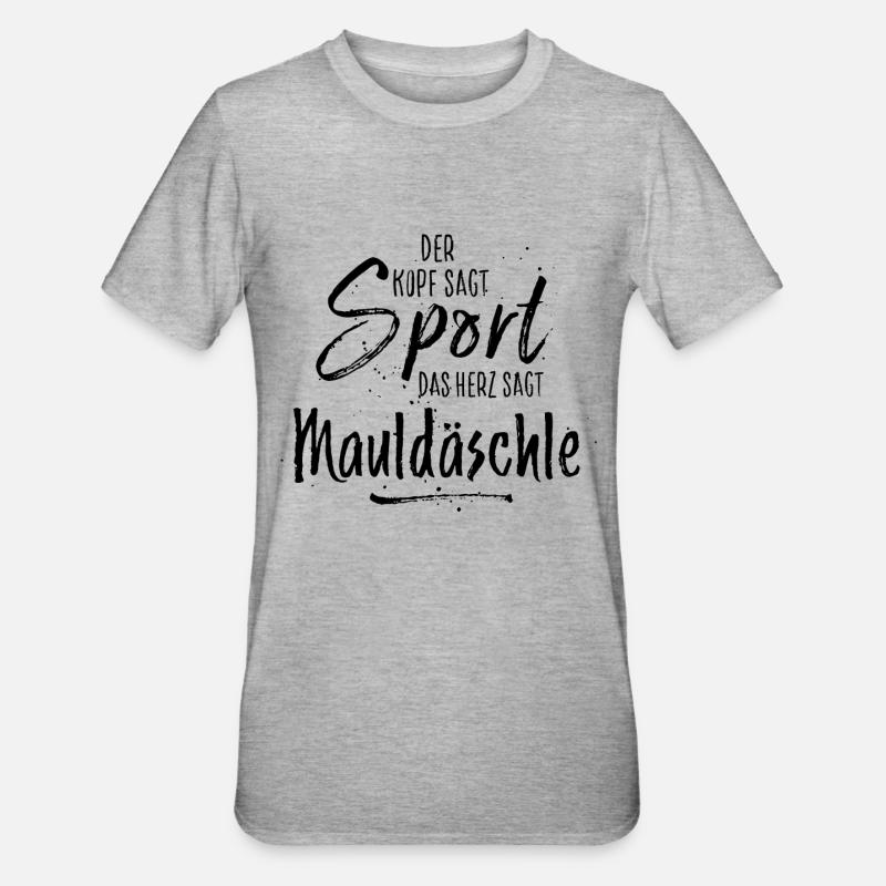 mauldäschle schwarz - Unisex Polycotton T-Shirt - Grau meliert