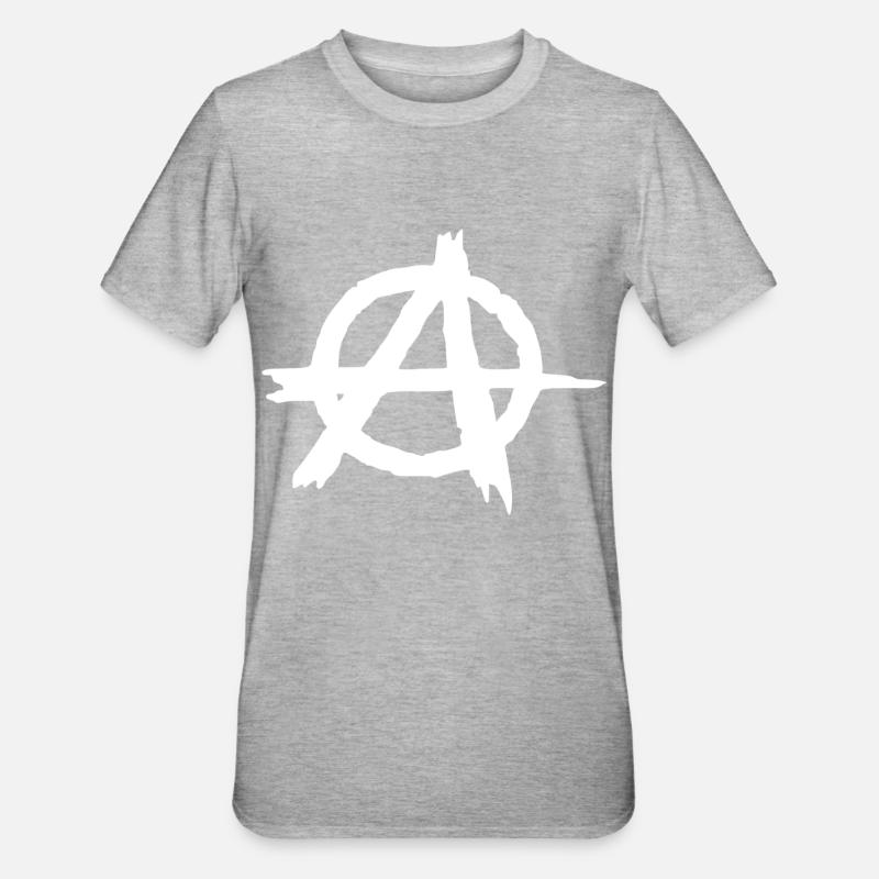 Anarchy symbol in circle - Unisex Polycotton T-Shirt - heather grey