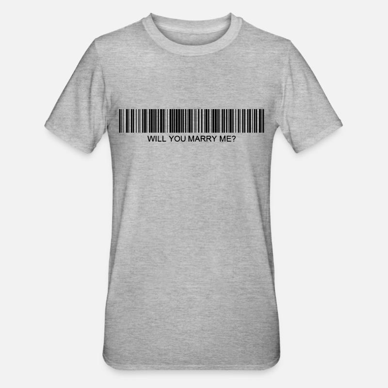 Veux-tu m’épouser Code-barres - T-shirt polycoton Unisexe - gris chiné