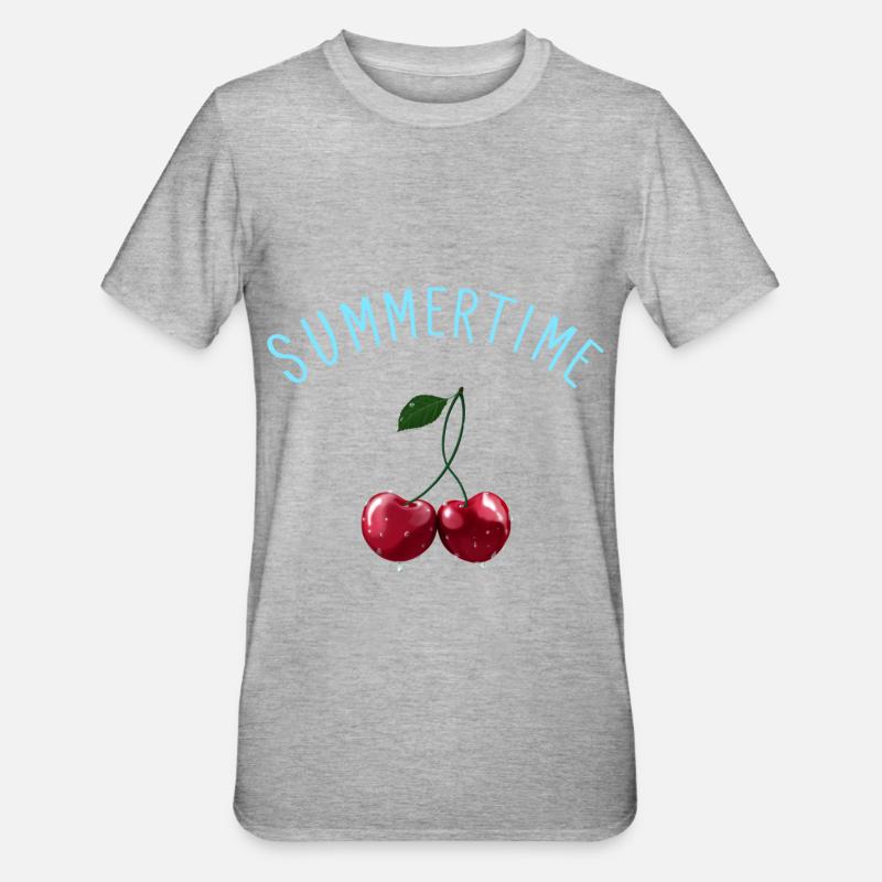 Cerises - Cherries Summertime - T-shirt polycoton Unisexe - gris chiné