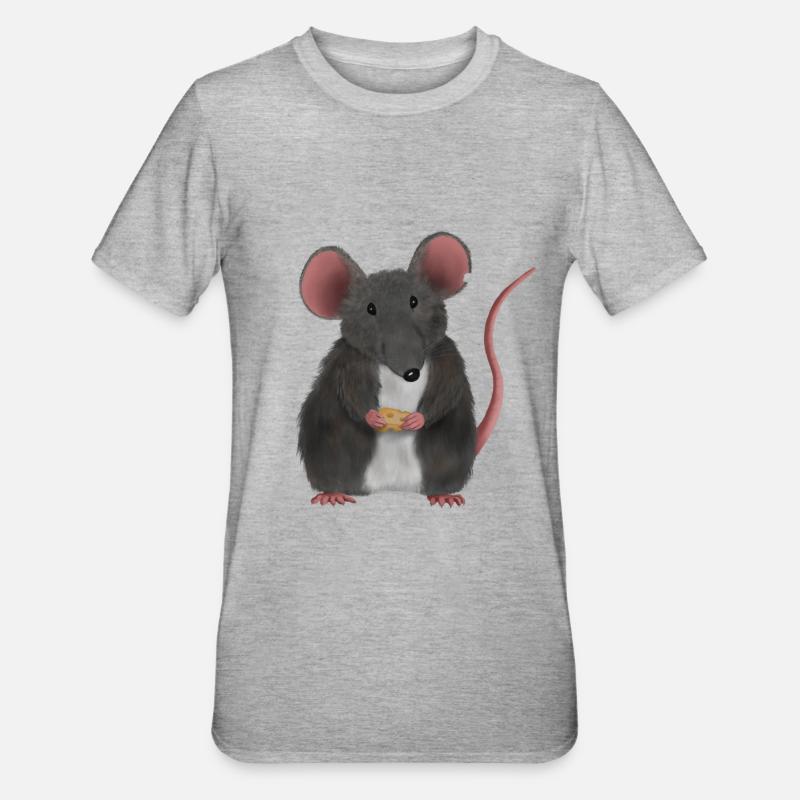 Kleine süße Maus oder Ratte - Unisex Polycotton T-Shirt - Grau meliert