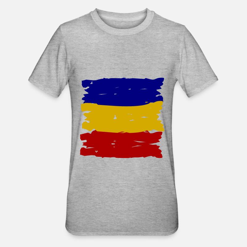 Le drapeau roumain - T-shirt polycoton Unisexe - gris chiné
