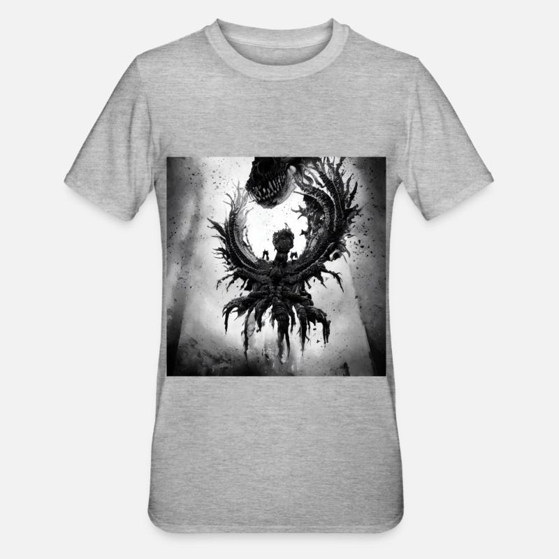 Schwarzer Engel - Unisex Polycotton T-Shirt - Grau meliert