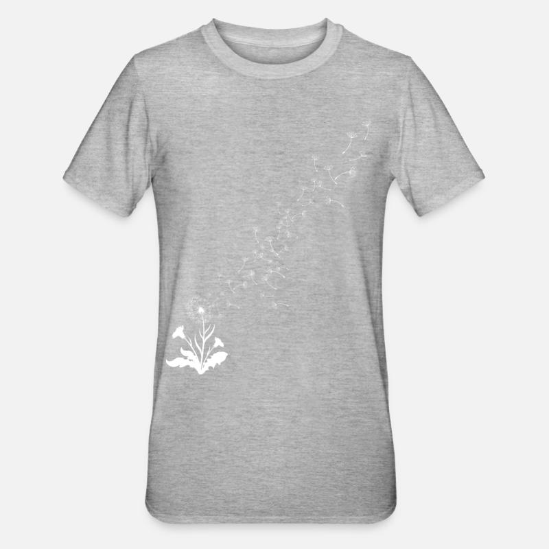 Pusteblume, Löwenzahn, Wind - Unisex Polycotton T-Shirt - Grau meliert