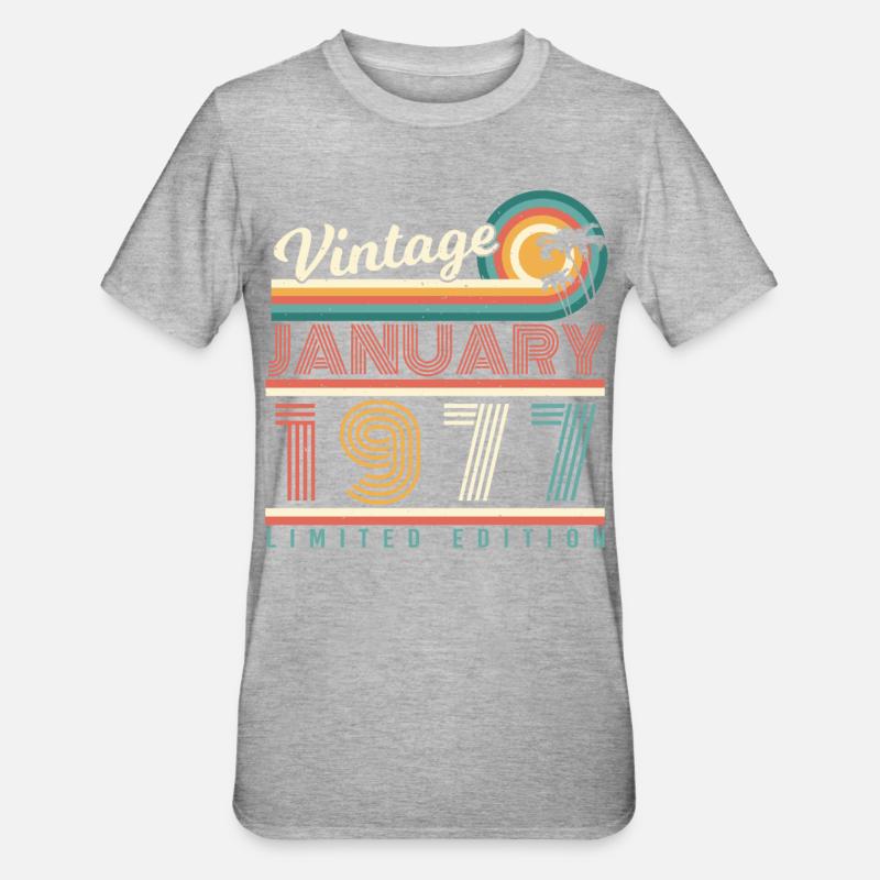 January 1977 Palms Retro - Unisex Polycotton T-Shirt - heather grey