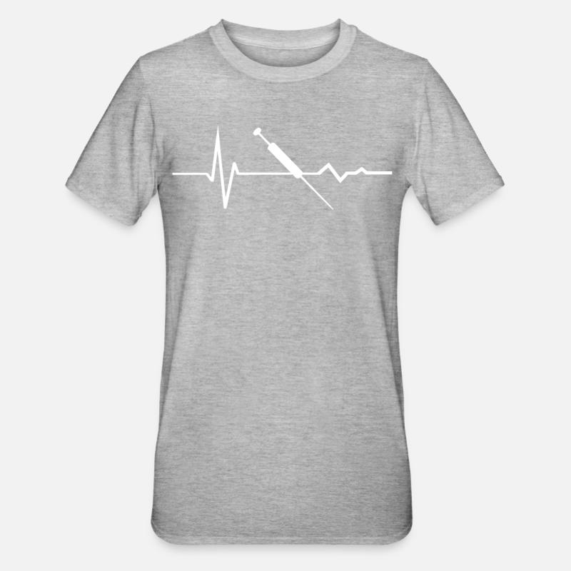 Syringe On ECG line - Unisex Polycotton T-Shirt - heather grey
