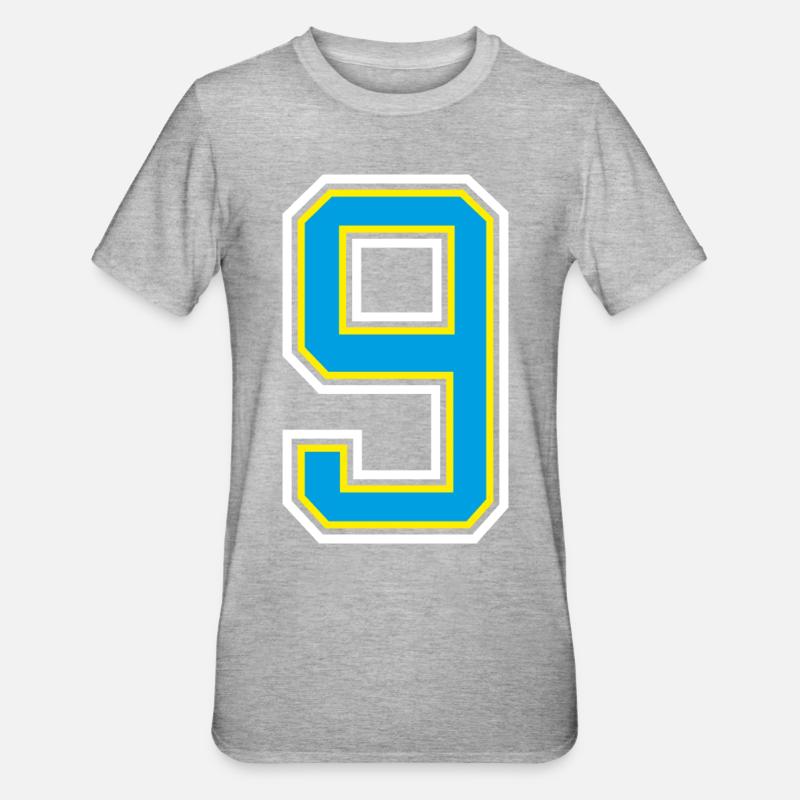 Numéro 9 Design bleu - T-shirt polycoton Unisexe - gris chiné
