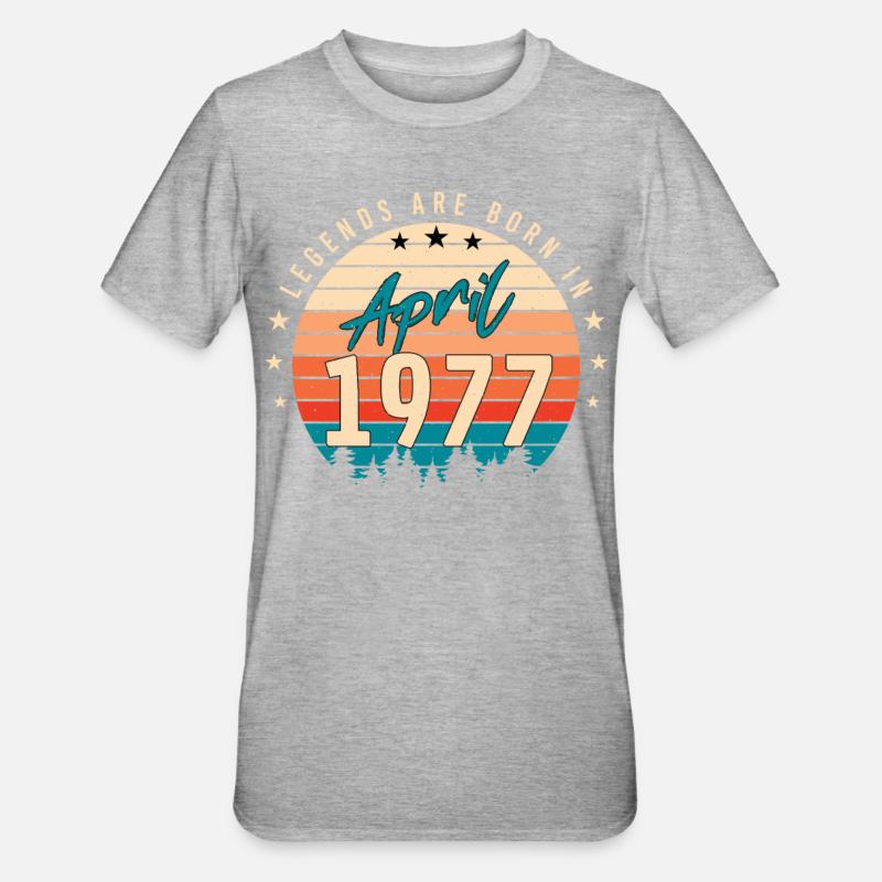 Legend 1977 April - Unisex Polycotton T-Shirt - heather grey