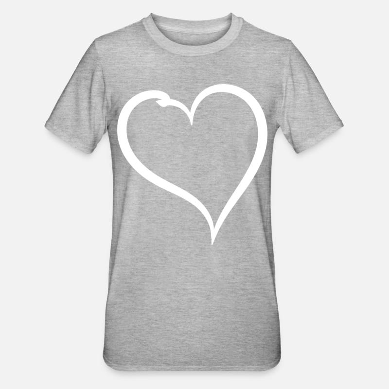Cœur Blanc Simple - T-shirt polycoton Unisexe - gris chiné