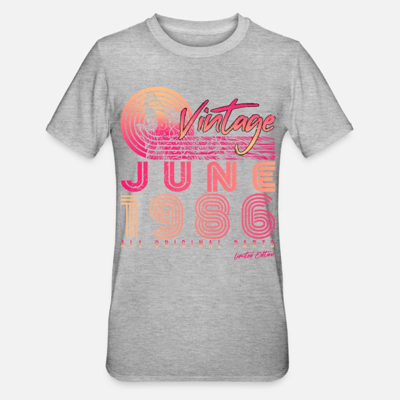 Année de construction 1986 Juin - T-shirt polycoton Unisexe - gris chiné
