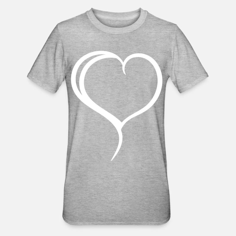 White Heart Simple - Unisex Polycotton T-Shirt - heather grey