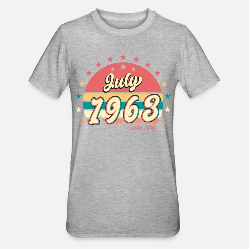 1963 juillet édition limitée - T-shirt polycoton Unisexe - gris chiné