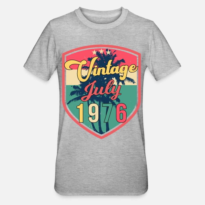 Born in July 1976 - Unisex Polycotton T-Shirt - heather grey