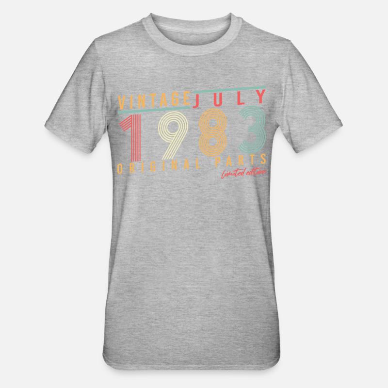 Retro 1983 Juli - Unisex Polycotton T-Shirt - Grau meliert