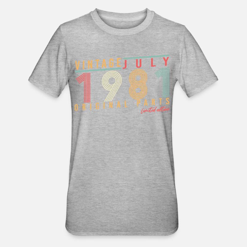 Original Juli 1981 - Unisex Polycotton T-Shirt - Grau meliert