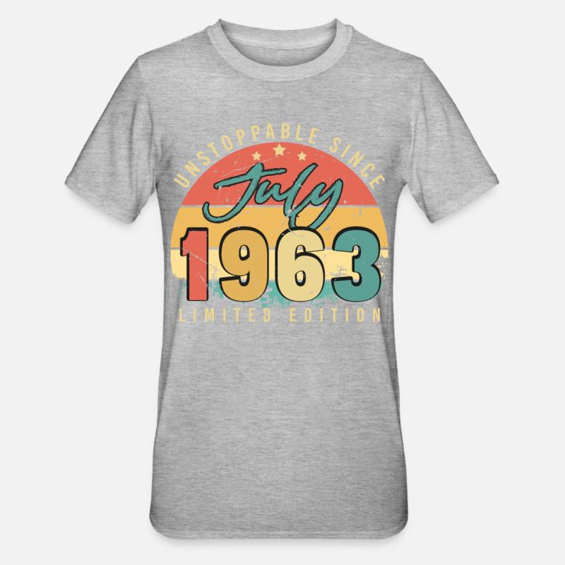Juillet 1963 imparable - T-shirt polycoton Unisexe - gris chiné