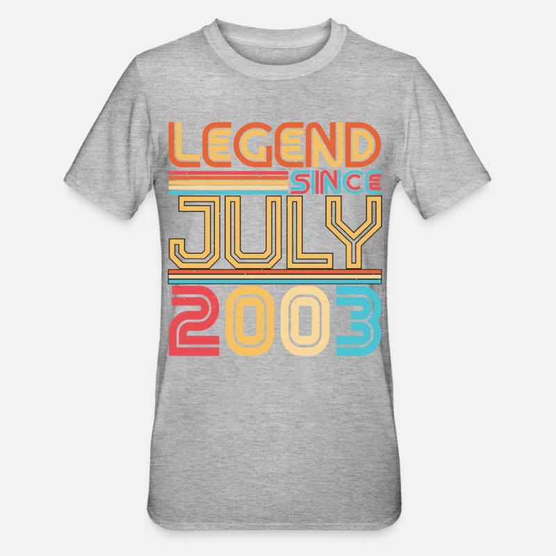 Geburtsmonat Juli 2003 - Unisex Polycotton T-Shirt - Grau meliert