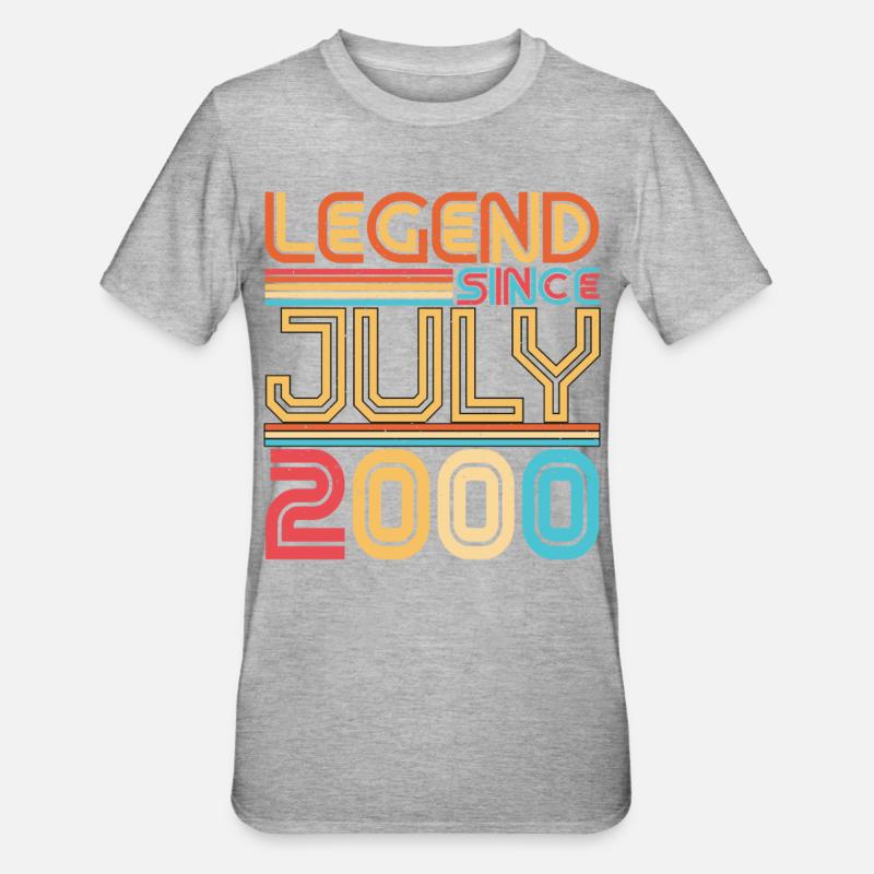 Geburtsmonat Juli 2000 - Unisex Polycotton T-Shirt - Grau meliert