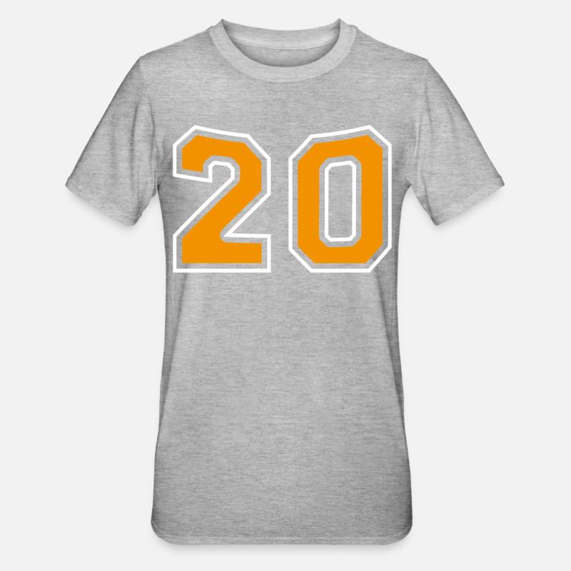Numéro 20 Orange - T-shirt polycoton Unisexe - gris chiné