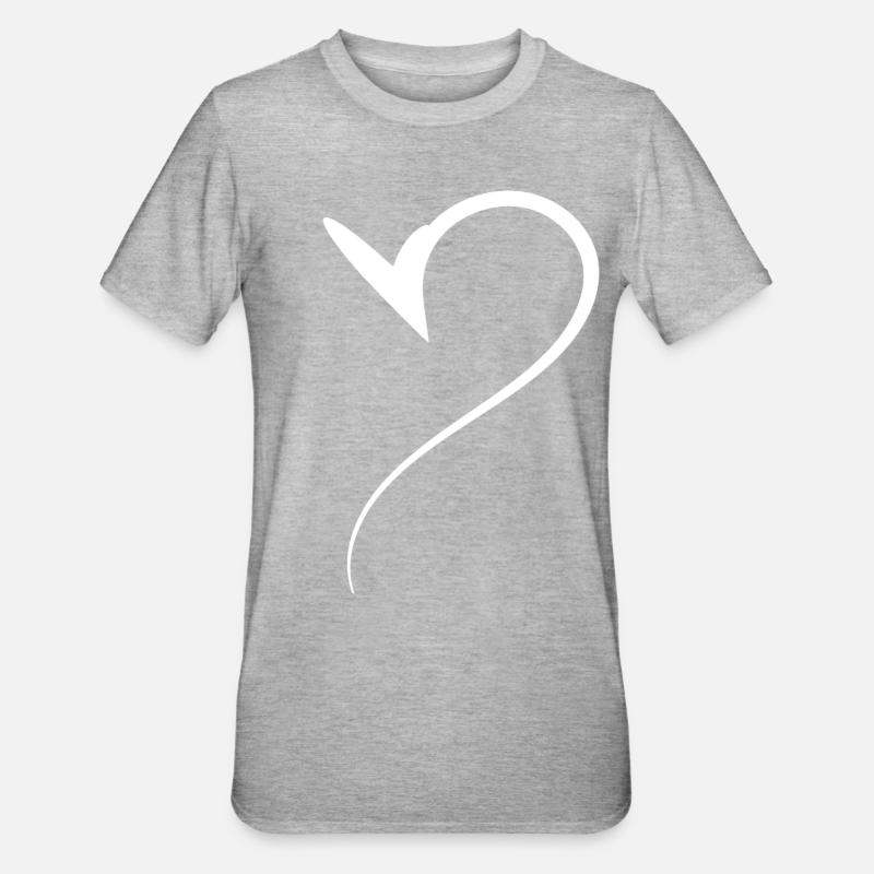 Conception demi-cœur blanc - T-shirt polycoton Unisexe - gris chiné