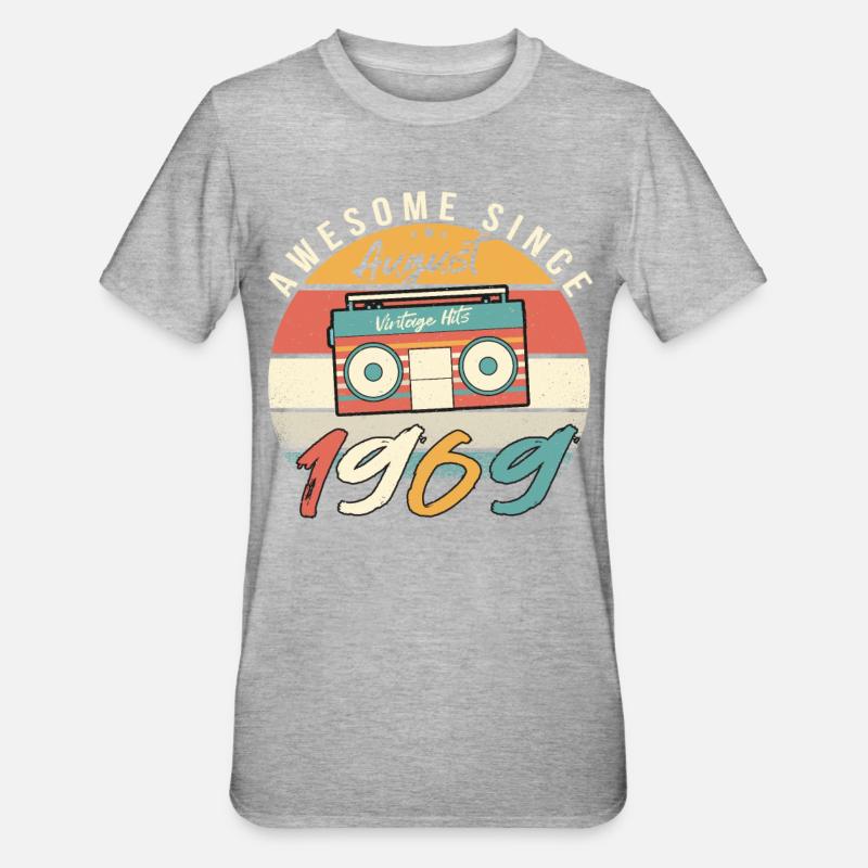 August 1969 Geschenkidee - Unisex Polycotton T-Shirt - Grau meliert