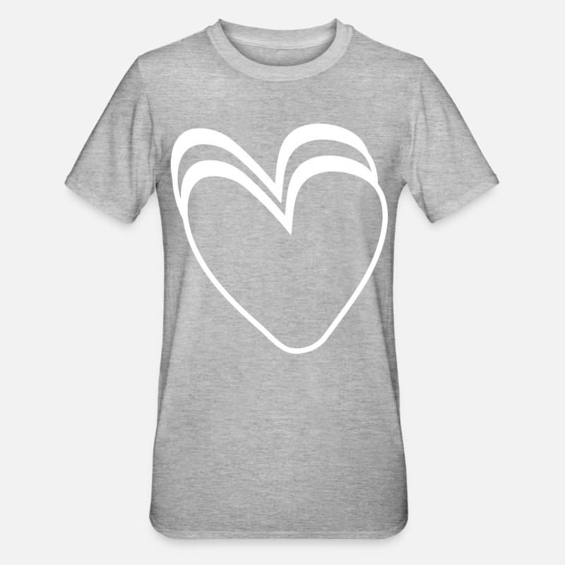 Cœurs Blancs - T-shirt polycoton Unisexe - gris chiné