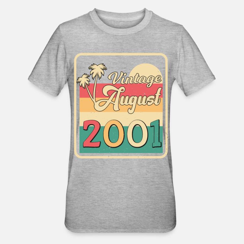 2001 August Retro - Unisex Polycotton T-Shirt - Grau meliert