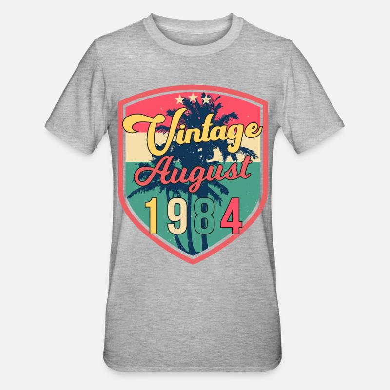 August 1984 Geschenkidee - Unisex Polycotton T-Shirt - Grau meliert