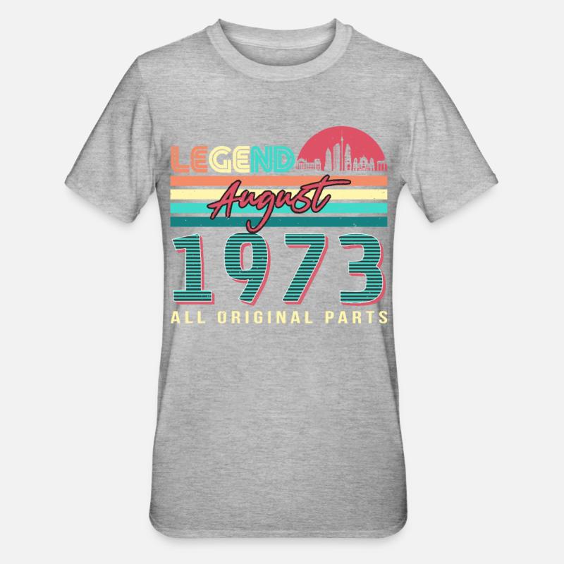 August 1973 Legend - Unisex Polycotton T-Shirt - heather grey