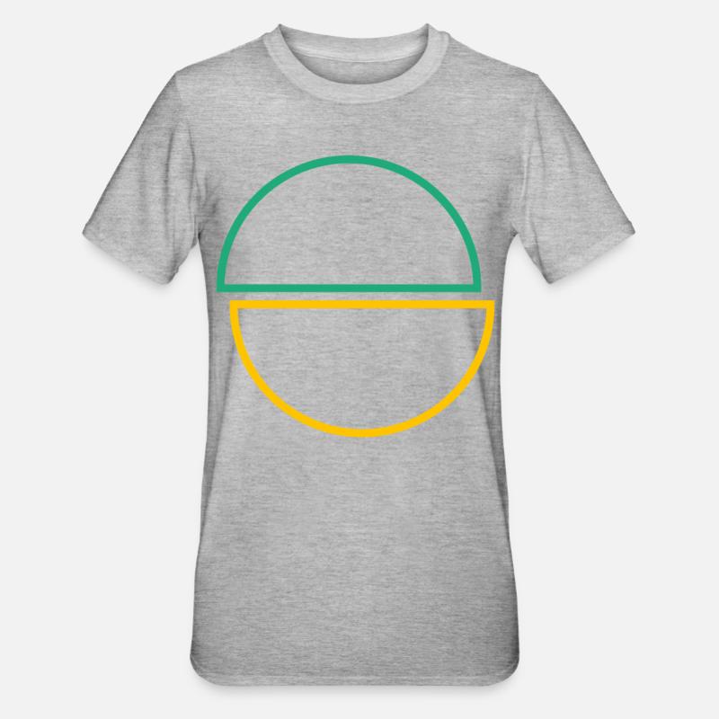 Demi-cercles vert et jaune Design - T-shirt polycoton Unisexe - gris chiné