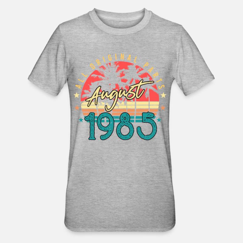 Août 1985 Idée cadeau - T-shirt polycoton Unisexe - gris chiné