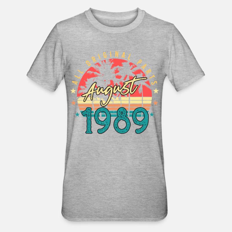 August 1989 Geschenkidee - Unisex Polycotton T-Shirt - Grau meliert